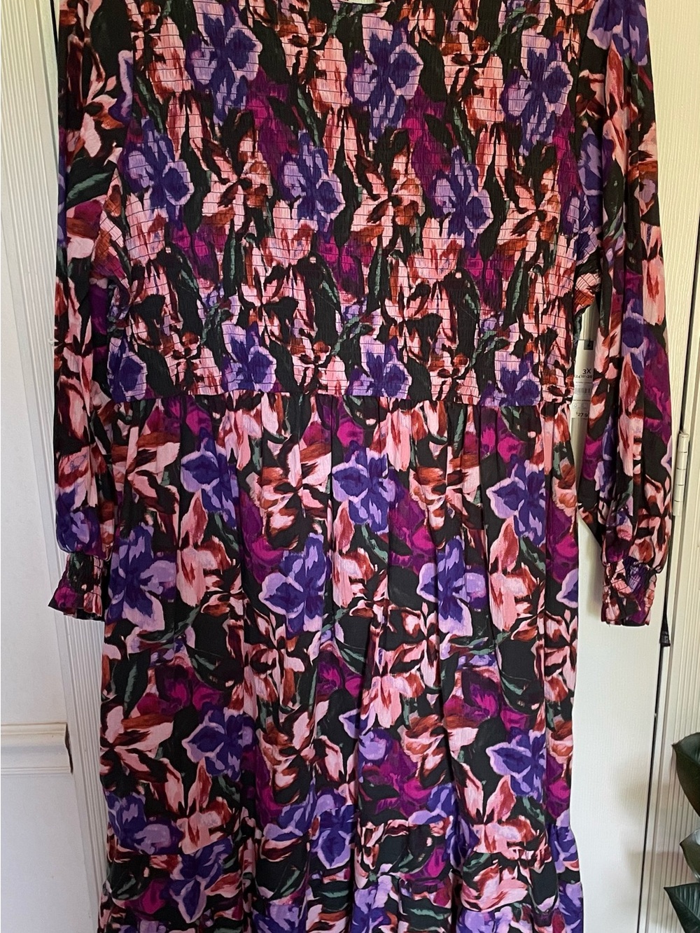 Terra & Aky Floral Peasant Maxi Dress long sleeve NWT